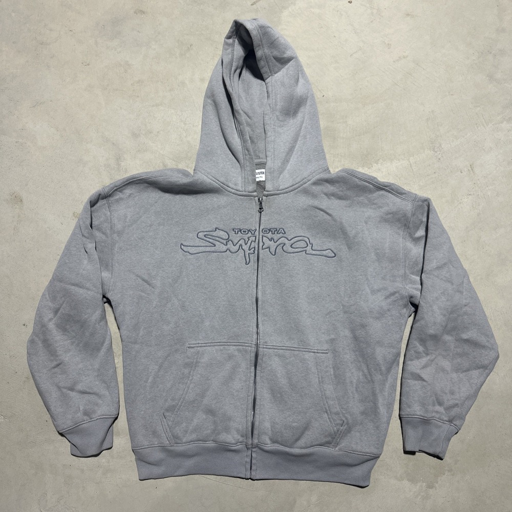 Hollister Toyota Supra Grey Hoodie Sweatshirt Dragon Back Hit SZ Small Boxy